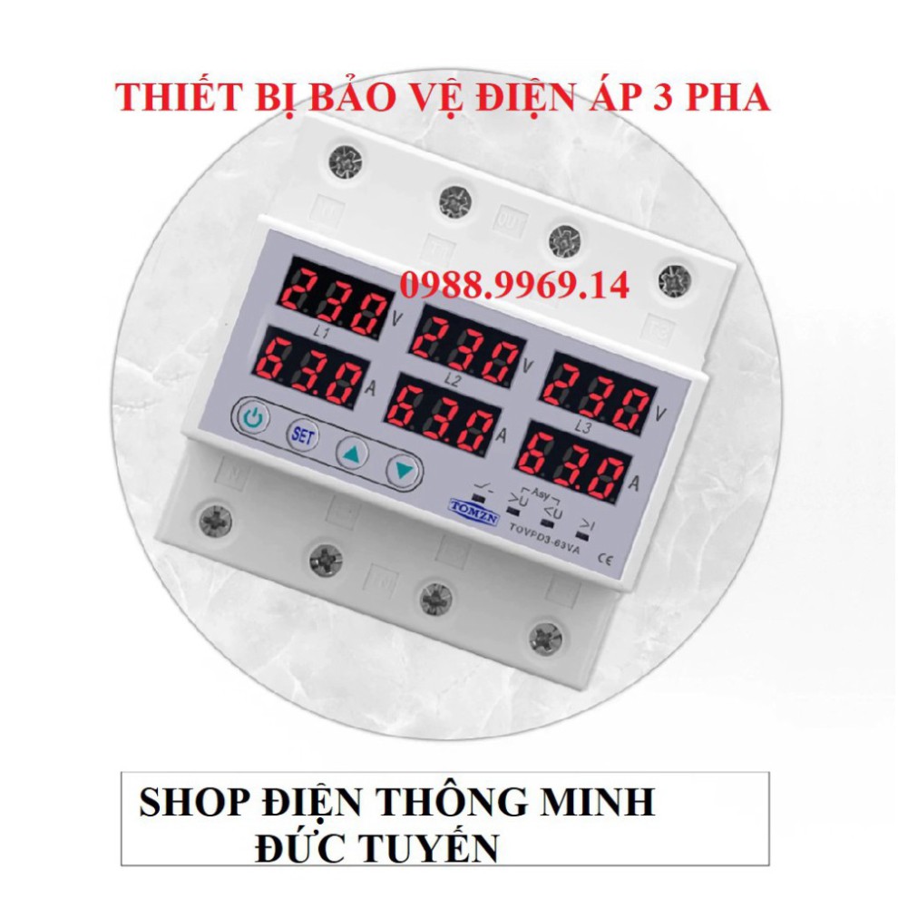 BẢO VỆ ĐIỆN ÁP 3 PHA CÓ MÀN HÌNH VÔN AMPE. SỬ DỤNG CHO CẢ 1 PHA VÀ 3 PHA