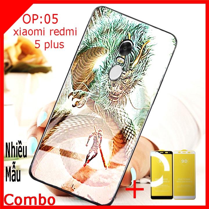 Combo Ốp lưng Kính 3D Xiaomi Redmi 5 Plus Sang trọng (TẶNG KÈM 1 kính cường lực full màn hình )