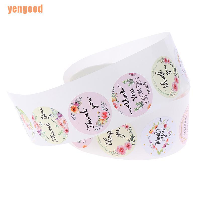 Cuộn 500 miếng dán tròn in chữ Thank You trang trí gói hàng xinh xắn