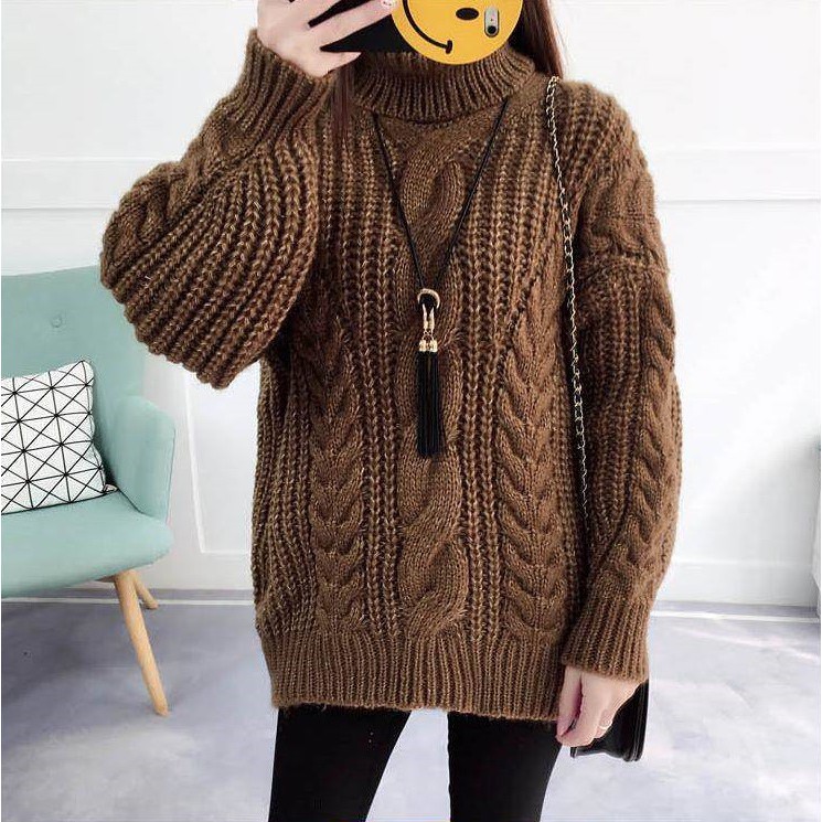 [Mã SKAMLTSM9 giảm 10% đơn 99K] áo len cao cổ dày len thừng cổ lọ dáng rộng tay dài kiểu hàn quốc | BigBuy360 - bigbuy360.vn