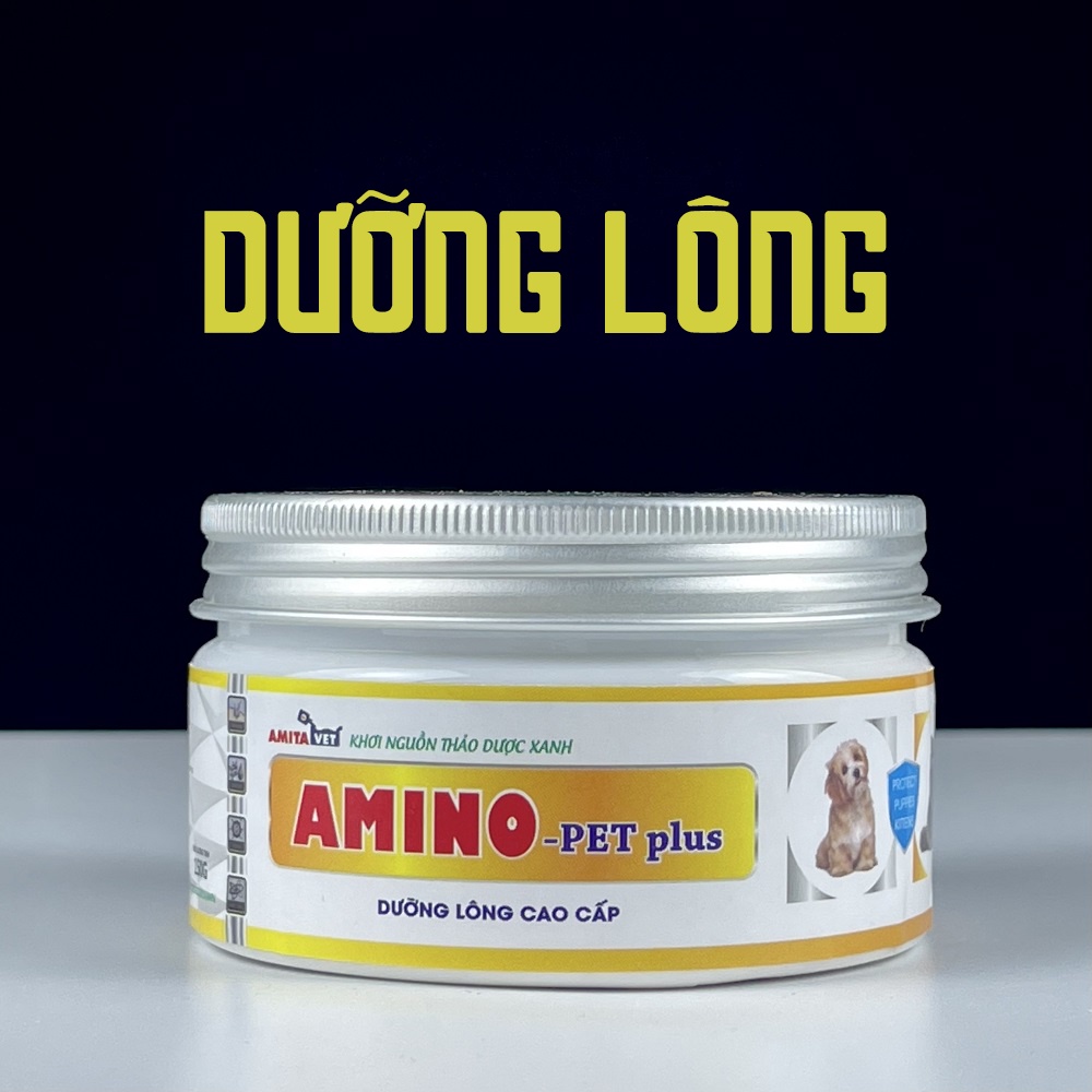 Dưỡng lông chó mèo AMINO-PET Plus 150G AMITAVET giúp chăm sóc thú cưng bóng mượt kích thích mọc lông từ bên trong