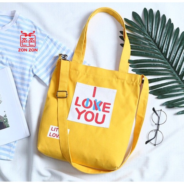 Túi Thời Trang Tote Màu Vàng - I LOVE YOU