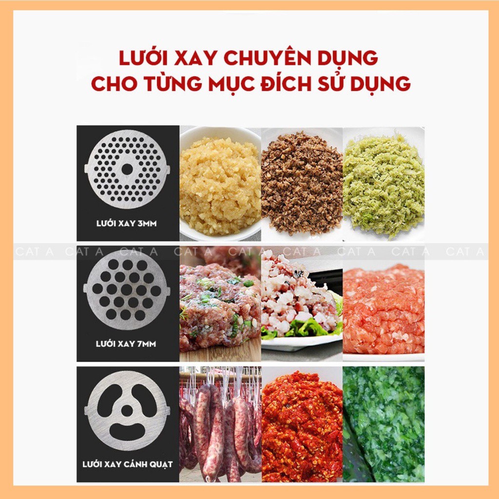 Máy làm xúc xích tại nhà- Máy xay thịt công nghiệp-Nhồi xúc xích, làm dồi-Tặng kèm 3 lưỡi xay và bộ nhồi thịt- BH12THÁNG