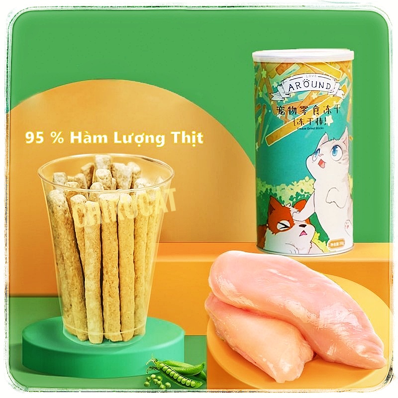 Que Thịt Sấy Khô Around Thanh Gặm Làm Sạch Răng,Giảm Ngứa Răng,Đạm Cao