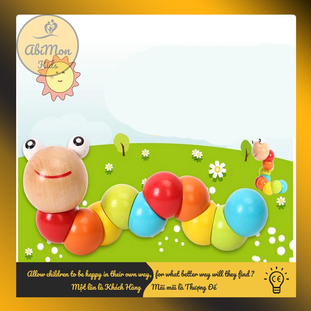 Con Sâu Bằng Gỗ Cho Bé ☘️ Montessori cao cấp ✨ (Đồ chơi Gỗ - Đồ chơi Giáo Dục - An toàn - Thông minh)