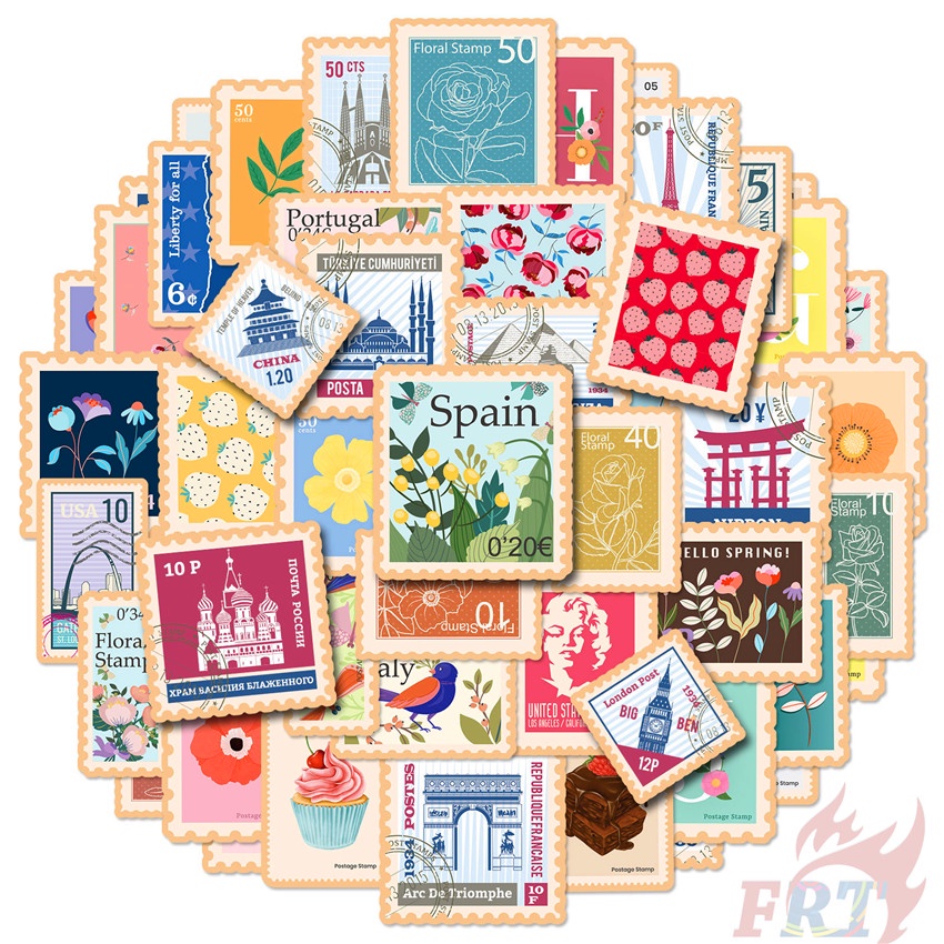 50 Cái / Bộ ❉ Tem Nghệ Thuật Cổ Điển Series 01 Nhãn Dán ❉ Sticker Dán Tường Chống Thấm Nước Họa Tiết Doodle Hợp Thời Trang