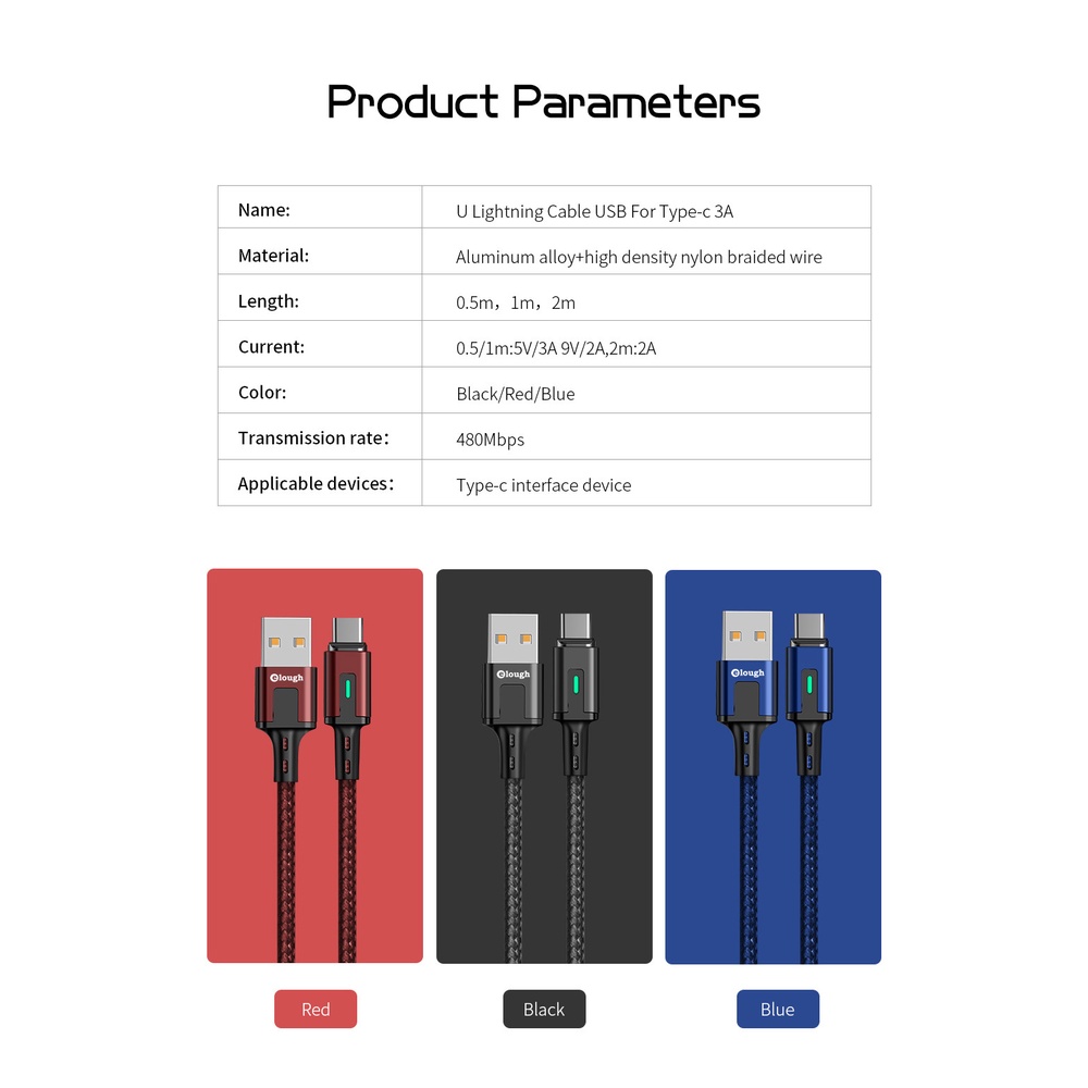 Dây cáp sạc nhanh TWITCH 3A micro usb type c dành cho điện thoại di động