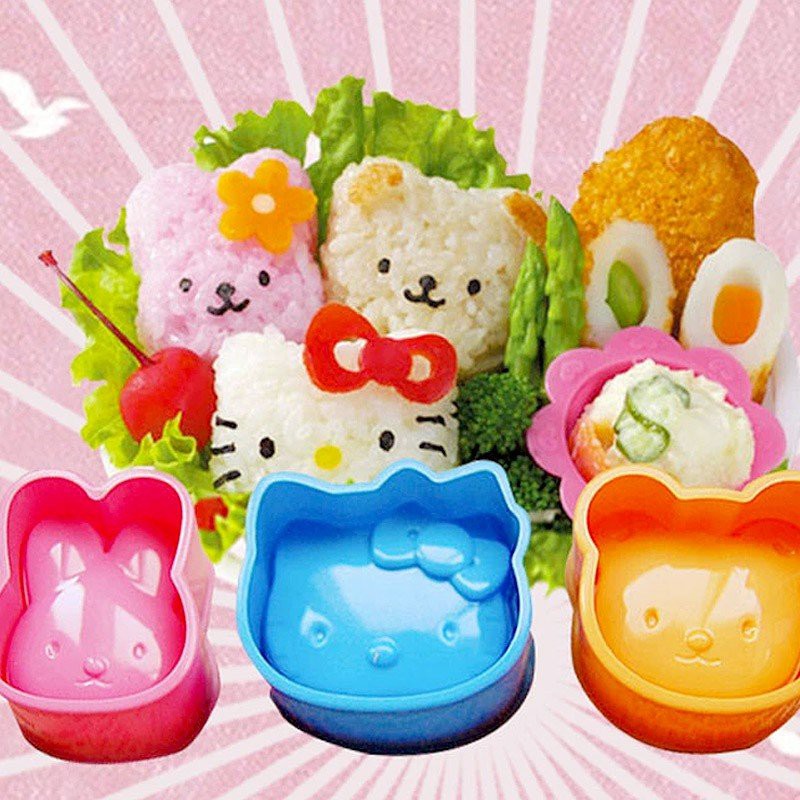 Set 3c Khuôn cơm Bento nặn tạo hình cơm phong cách Nhật cho bé