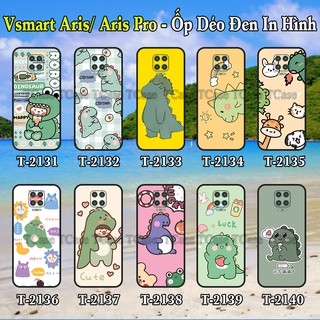 Ốp lưng Vsmart Aris/ Aris Pro dẻo đen in hình Khủng Long Xanh Cute