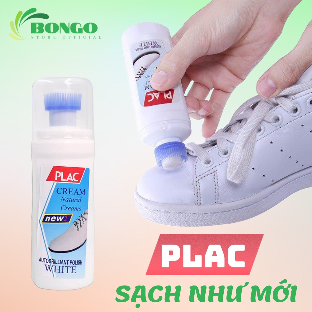 Chai tẩy trắng giày, dép, túi xách Plac - Tẩy ố mốc vết bẩn trên các chất liệu da siêu sạch có sẵn bàn chải.