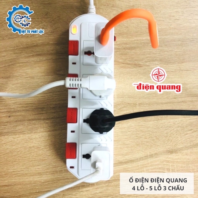 Ổ cắm điện Điện Quang 4 lỗ - 5 lỗ 3 chấu - Ổ điện dài 2m/5m