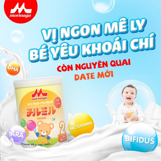 [Kèm 2 món quà] Sữa Morinaga số 2 Chilmil 850g thêm dưỡng chất mới hàng nguyên tem, nguyên đai chính hãng