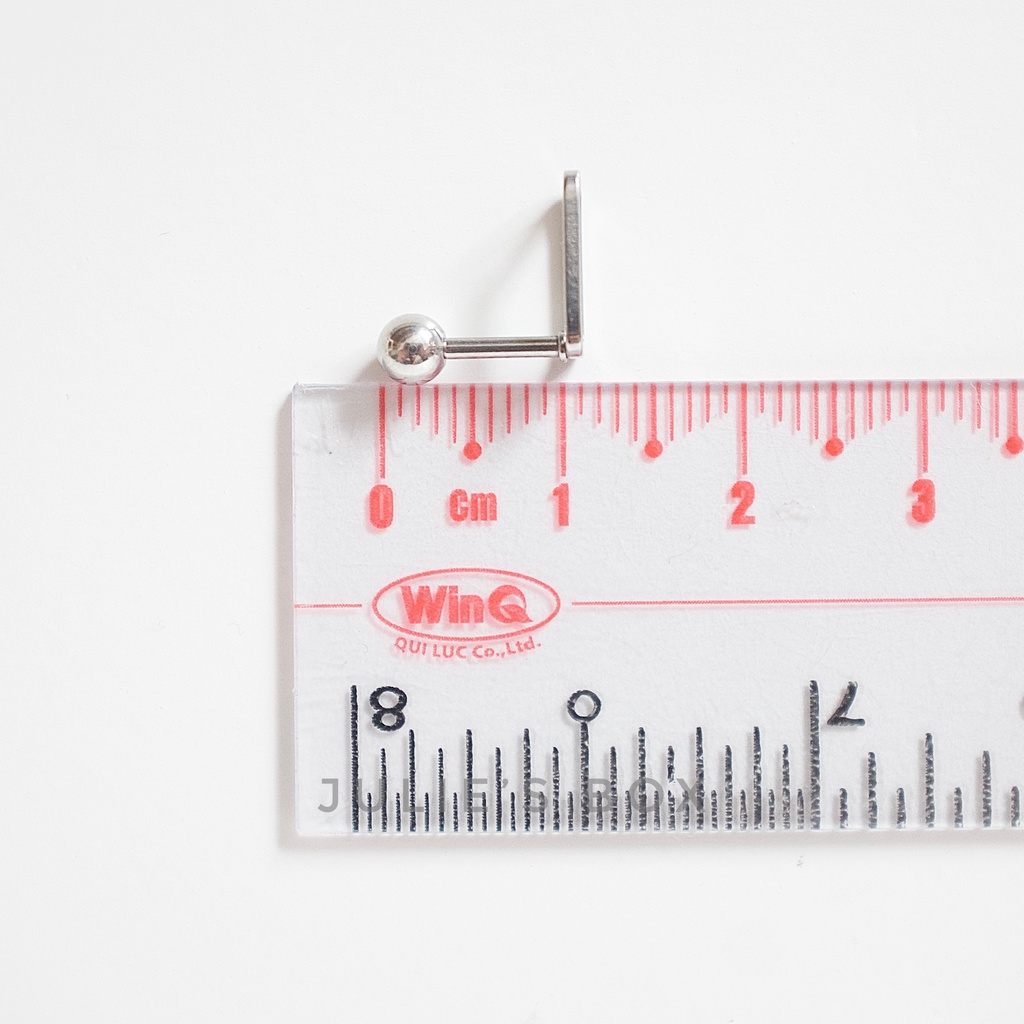 [1 Chiếc] Khuyên Tai Titan Unisex Hình Chữ Nhật Rỗng Bi Tròn Không Gỉ Sét Không Ngứa Bông Tai Julies Box 66