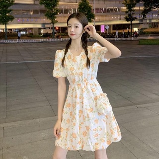 Đầm Hoa Tay Phồng Dáng Ngắn Thời Trang Nữ Sành Điệu đầm bầu váy nữ váy bé gái váy dài chân váy dài váy nữ chân váy dài