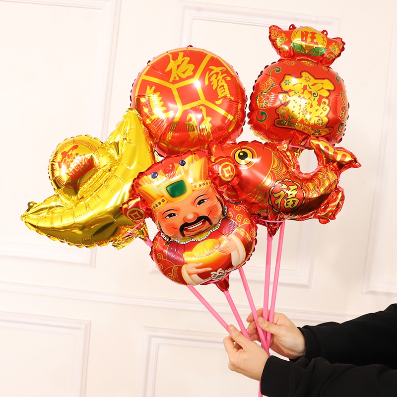 Bong bóng lá nhôm hình thần tài/túi may mắn lễ hội mùa xuân/con giáp hổ trang trí nội thất sáng tạo