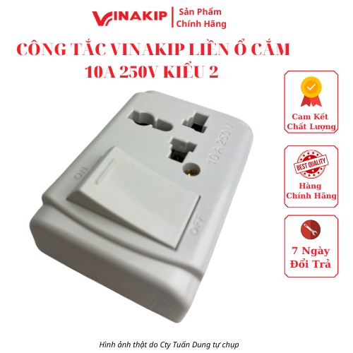 CÔNG TẮC VINAKIP LIỀN Ổ CẮM 10A 250V KIỂU 2