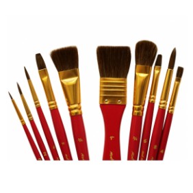 Set cọ màu nước kèm ví Mont Marte Natural Bristles Watercolor Brush in Wallet - 11c (pcs)