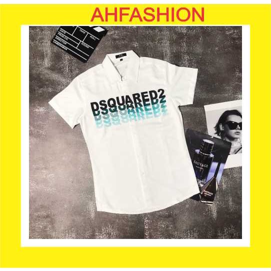 Áo sơ mi nam DSQ tay ngắn hàn quốc,chuẩn form,trẻ trung-AHFASHION