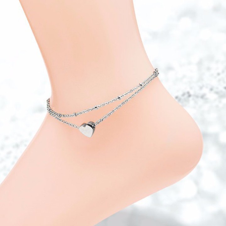 Lắc chân titan trái tim 2 tầng đáng yêu
