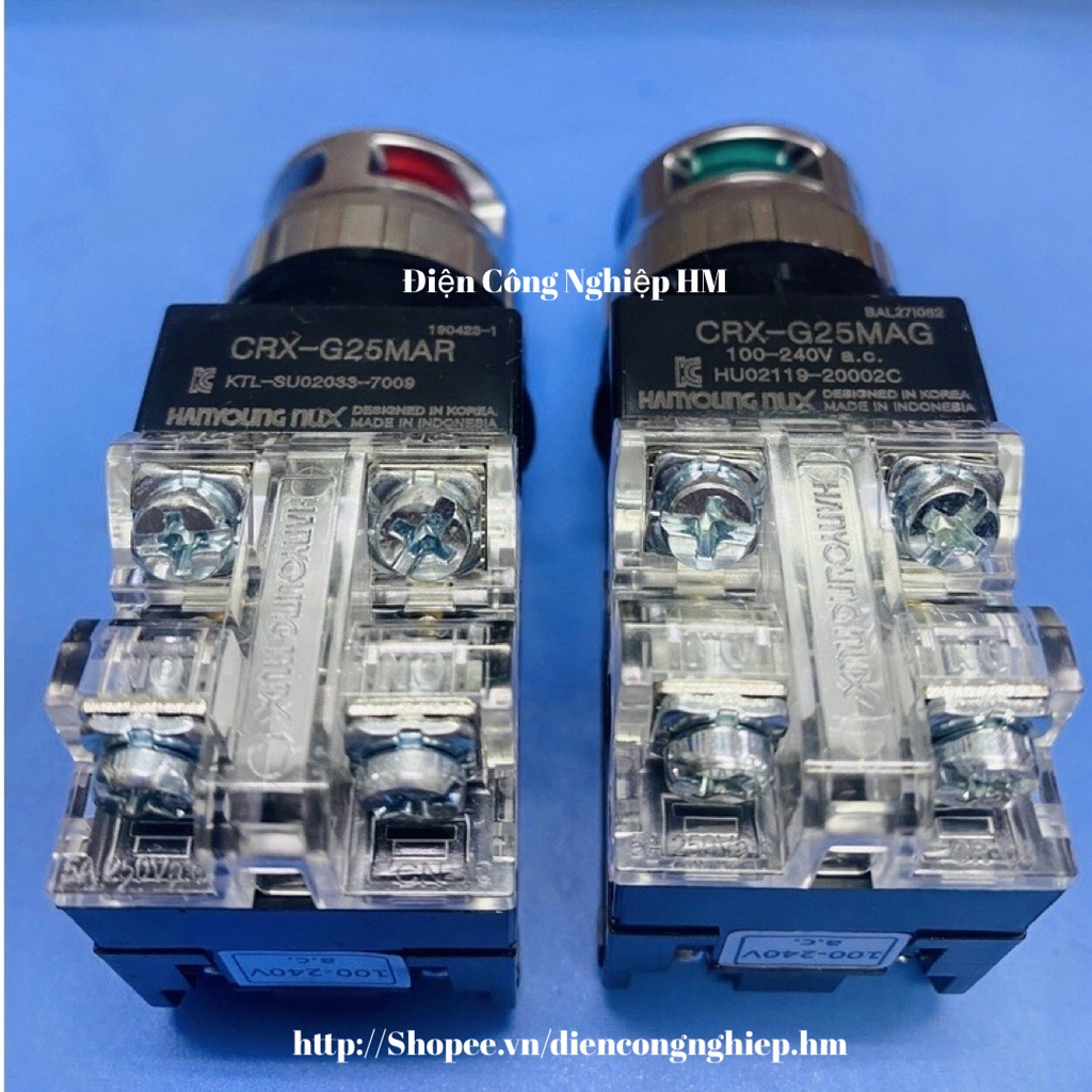 Nút Ấn Nhấn Phi 25 có đèn Hanyoung CRX-G25MAR, CRX-G25MAG, CRX-G25MAY Chính Hãng