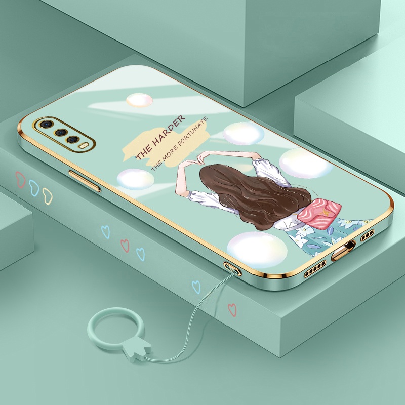 Ốp Điện Thoại Silicon Viền Thẳng In Hình Nhân Vật Hoạt Hình Có Dây Đeo Cho vivo y11 y12 y15 y17 y19 y30