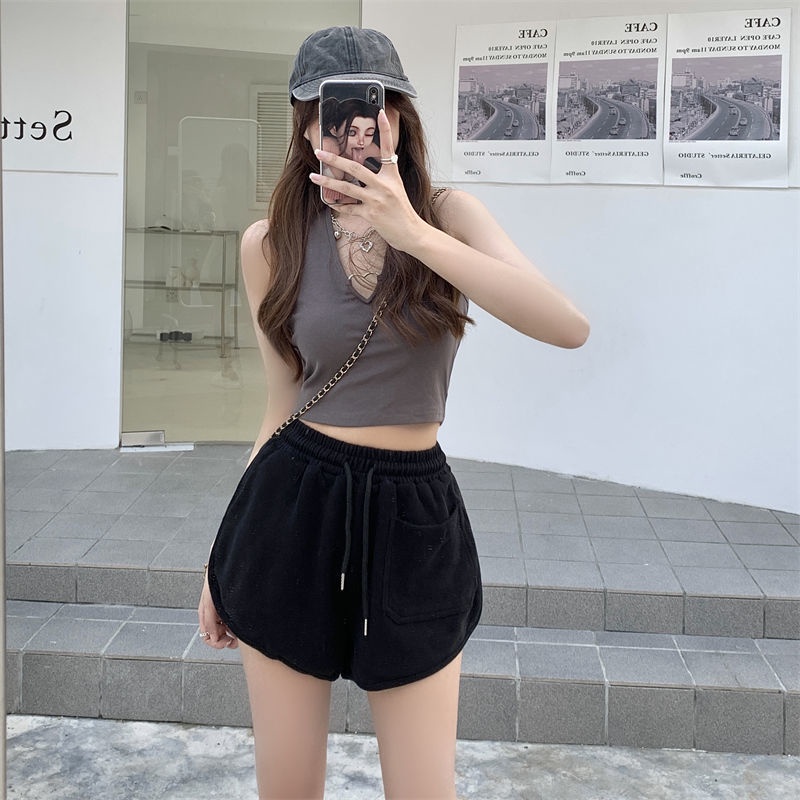 Quần Short Len Dây Rút Màu Sắc Đơn Giản Dễ Phối Đồ Thời Trang Mùa Hè Cho Nữ