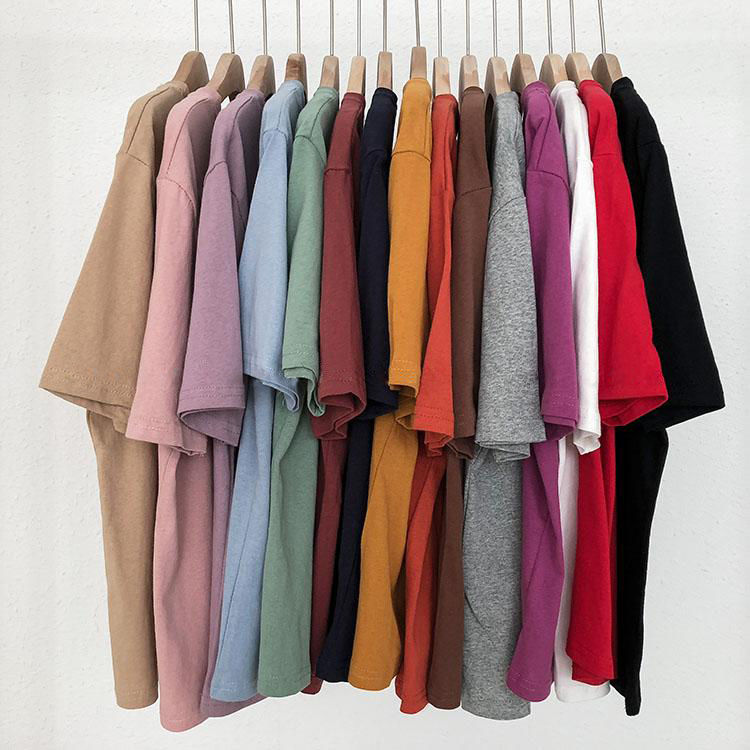 Áo Thun Cotton Tay Ngắn Dáng Suông Màu Sắc Đơn Giản Phong Cách Hàn Quốc Thời Trang Mùa Hè Cho Nữ