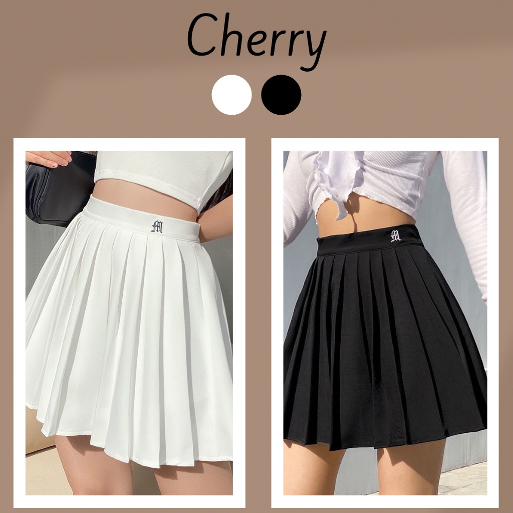 Chân váy ngắn xếp ly hai lớp phong cách CHERRY chân váy tennis xòe kiểu xếp li âu mỹ V048 | BigBuy360 - bigbuy360.vn