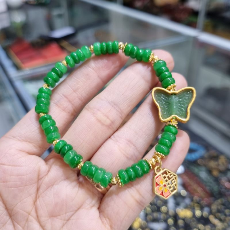 Vòng Tay Đa Màu Vàng C.Thạch Mix Charm Mạ Vàng