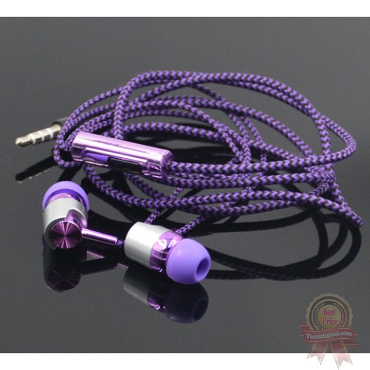 Tai nghe in-ear kim loại kèm MIC dây bọc dù chống rối chống đứt siêu bền super bass