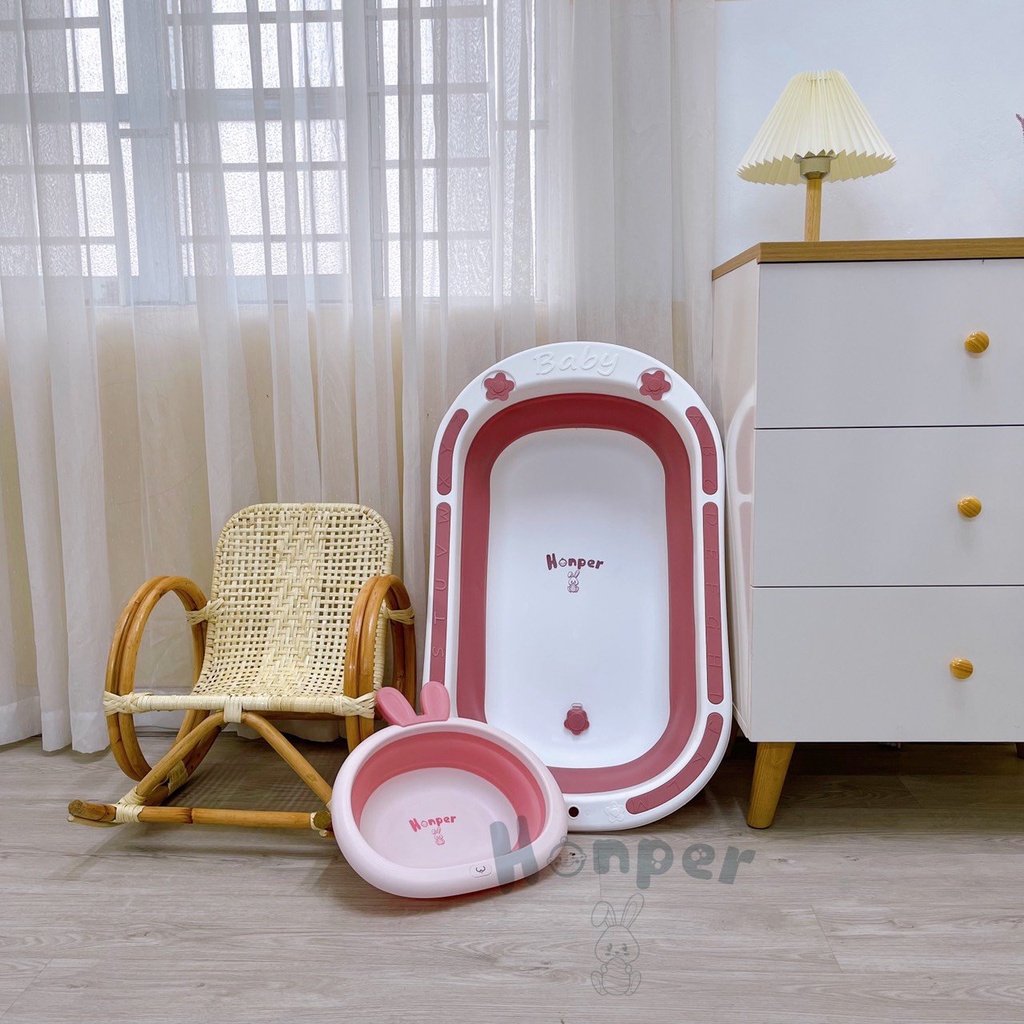 Chậu Tắm Gấp Gọn Họa Tiết Chữ Cái,Chậu Tắm Chính Hãng Honper, Babibu