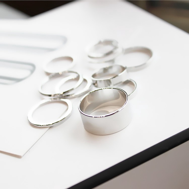 Bộ nhẫn đeo tay kim loại nhiều kích thước dành cho nữ
