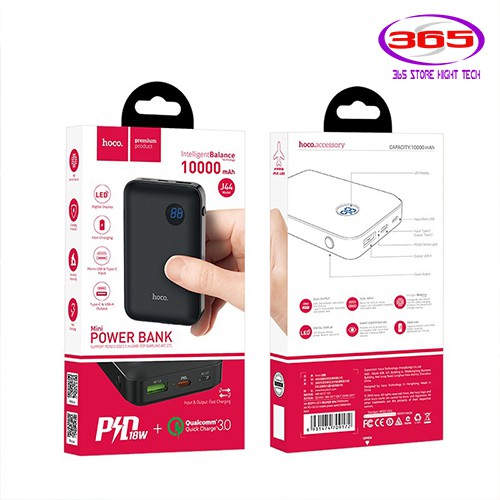 [HOCO]-Sạc dự phòng, pin sạc dự phòng chính hãng Hoco J44 10000mAh, sạc nhanh QC3.0-màn hình LED-BH 06 tháng