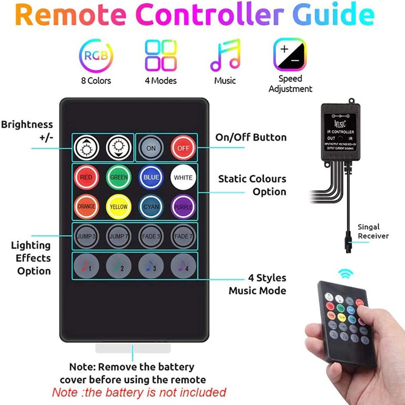 Dây Đèn LED RGB Nhiều Màu Điều Khiển Bằng Giọng Nói Trang Trí Xe Hơi