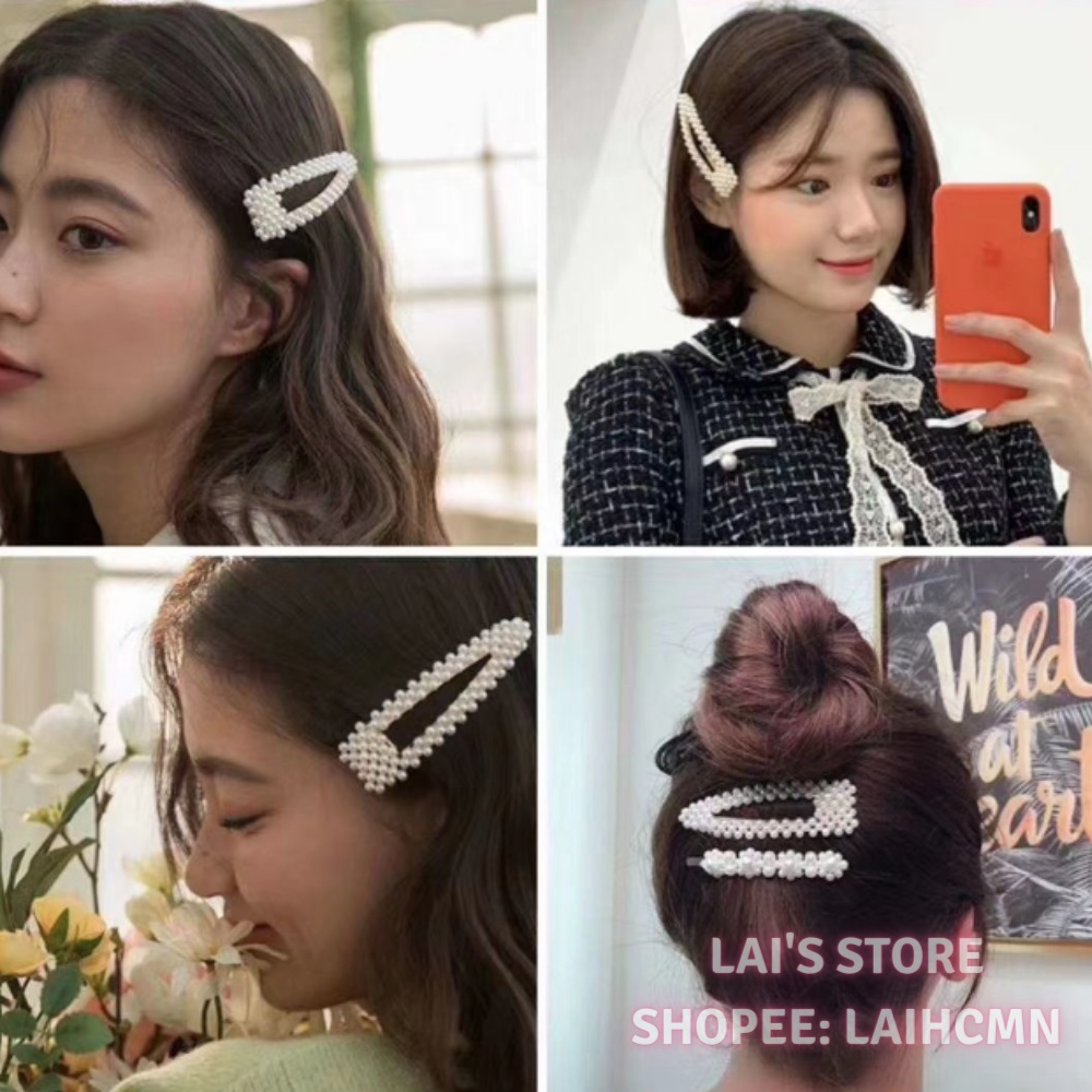 Kẹp Tóc Mái Ngọc Trai Cặp Bấm Mái Nữ Đẹp Vintage Hàn Quốc Cute Dễ Thương Xinh Xắn Hot Trend 2022 - LAI'S STORE