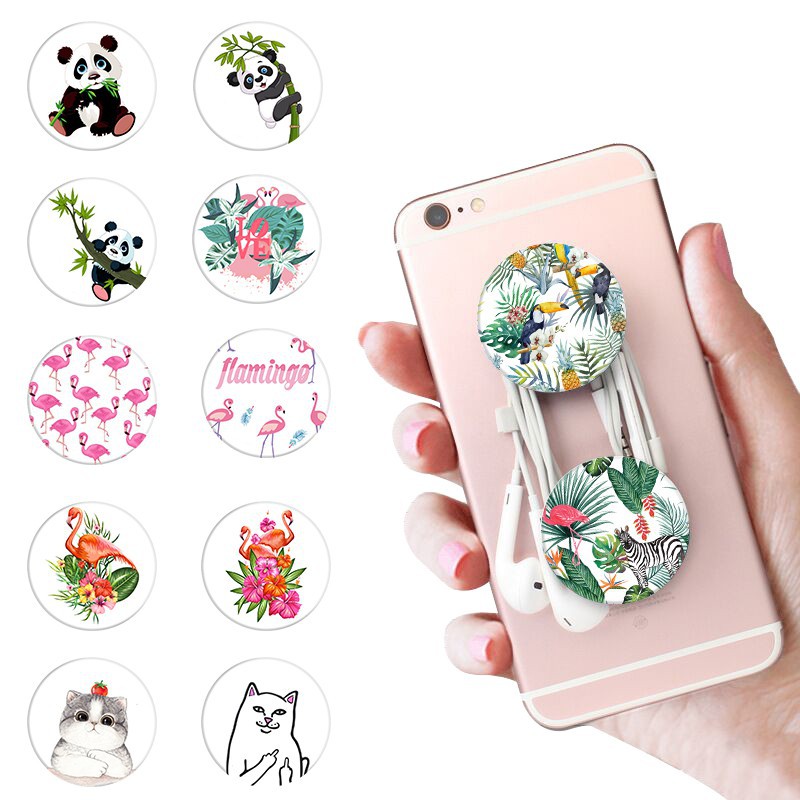 Giá đỡ điện thoại gấp gọn hình tròn nhiều kiểu họa tiết dễ thương