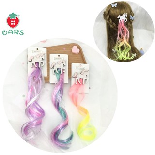 Kẹp tóc trẻ em đẹp - Tóc giả cho bé gái kiểu công chúa phối nhiều màu kèm kẹp tóc hình ngựa dễ thương