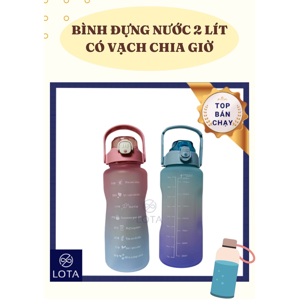 BÌNH NƯỚC 2 LÍT CÓ VẠCH CHIA THỜI GIAN UỐNG VÀ DUNG TÍCH 2L plastic water bottle 2 liters