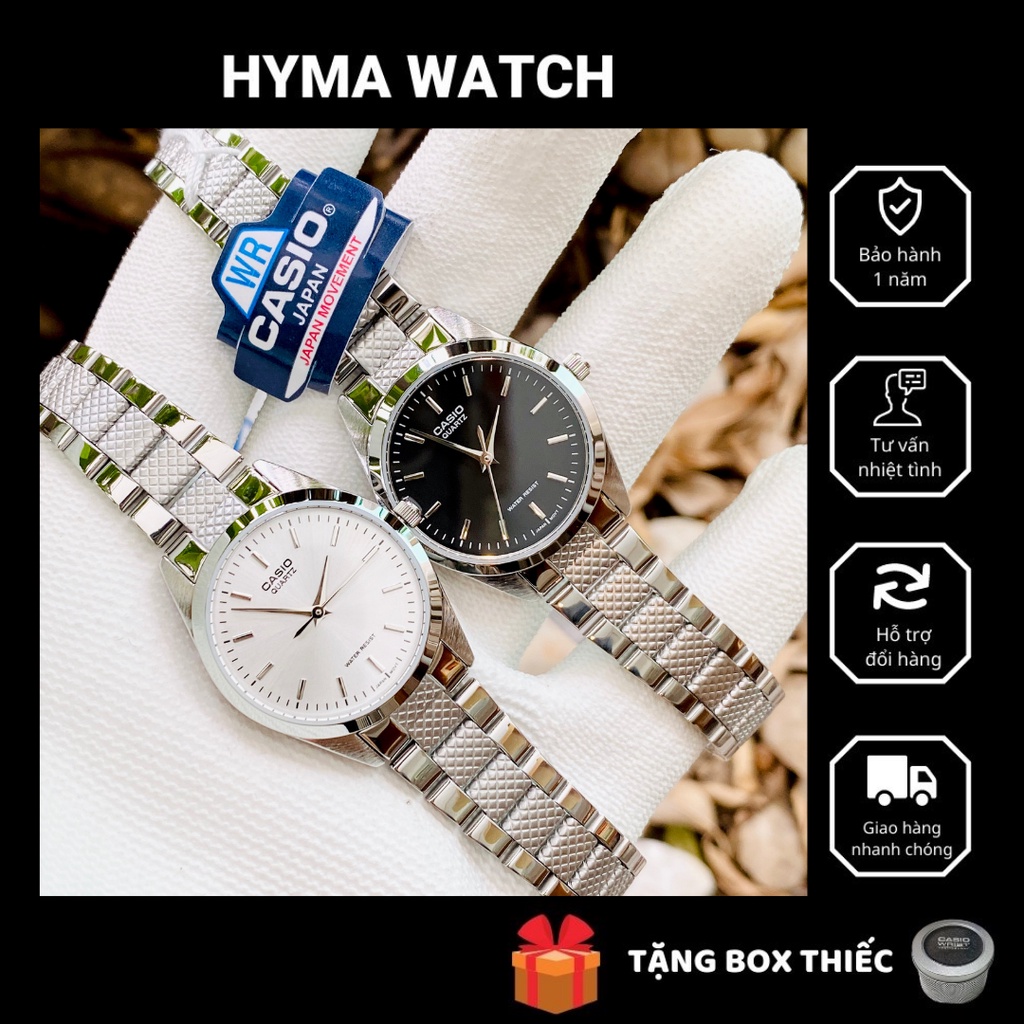 Đồng hồ nữ tay nhỏ Casio LTP 1274D Dây thép mặt đen-trắng Bảo hành 1 năm Hyma watch