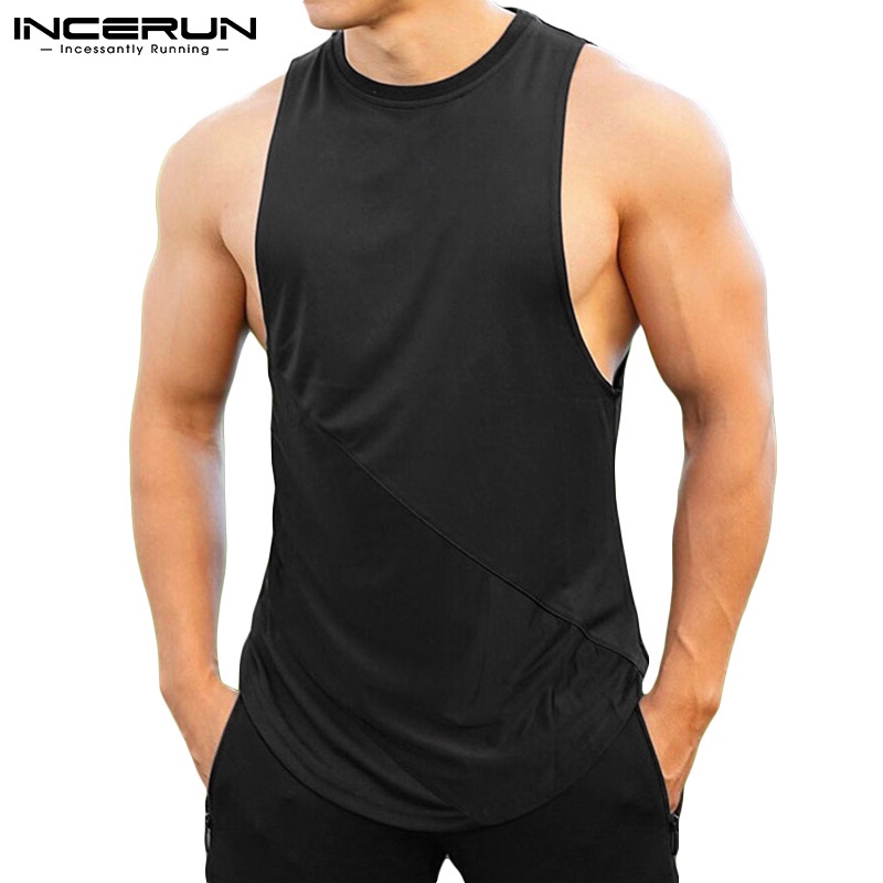 Áo tanktop INCERUN cổ tròn 2 màu thời trang mùa hè cho nam