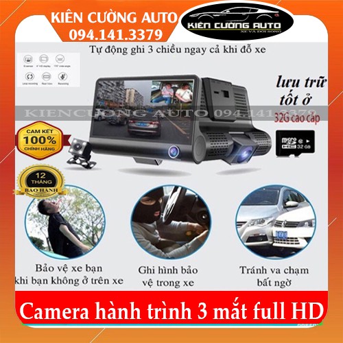 [BẢO HÀNH 6 THÁNG ] Camera hành trình 3 mắt ( chuyên xe dịch vụ )