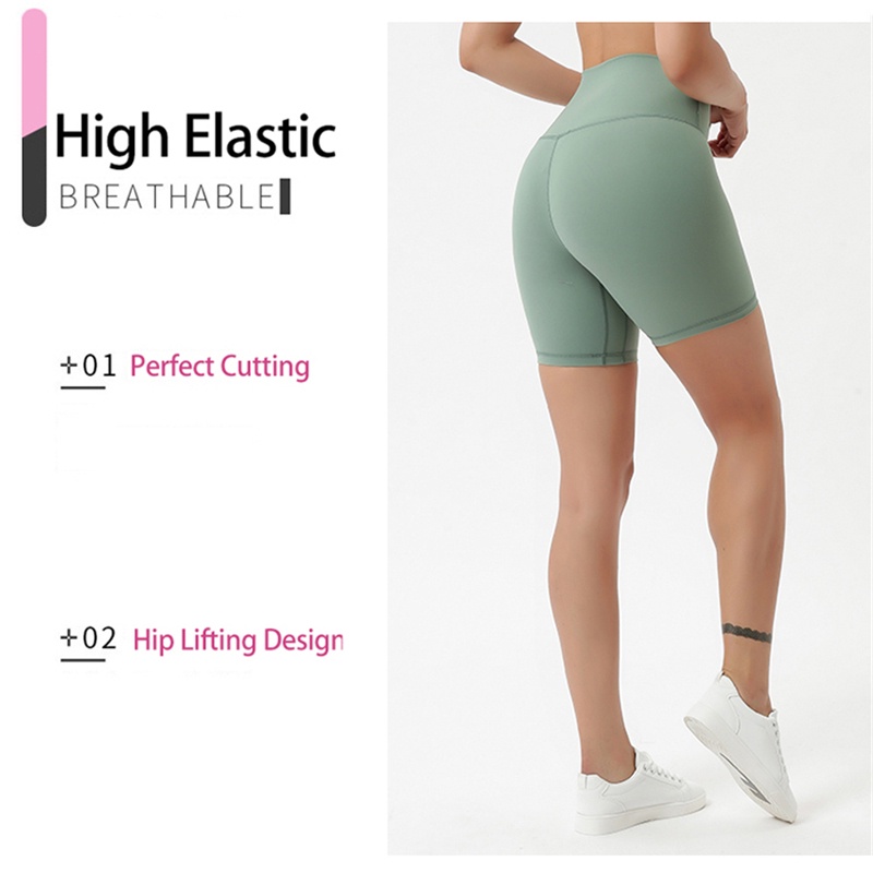 Quần Short Legging Lưng Cao Co Giãn Có Túi Đựng Thẻ Dành Cho Nữ