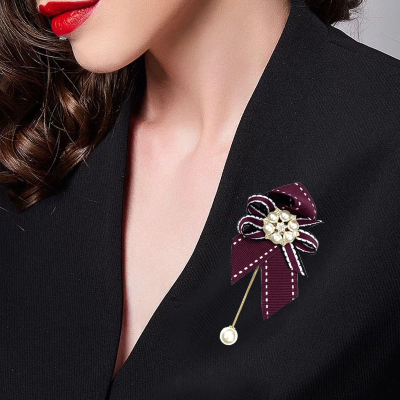 Tag Cài áo nơ lụa đơn giản sang trọng [HANN- Hoa cài áo, pk thời trang]