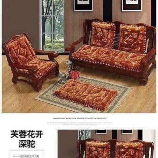 Bộ thảm ghế nhung in hoa văn nổi loại 1