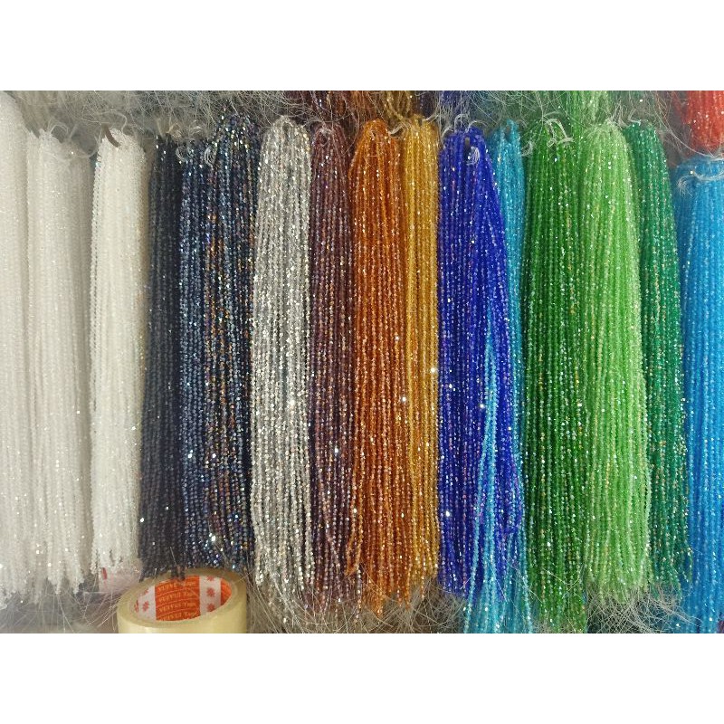 Dây pha lê nón 4mm nhiều màu lấp lánh làm đồ trang sức