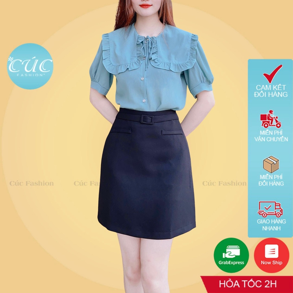 Chân váy ngắn Cúc Fashion đầm nữ lưng cạp cao phong cách thời trang công sở cao cấp cv chữ A 1 nắp túi 	CV231 cv chữ A