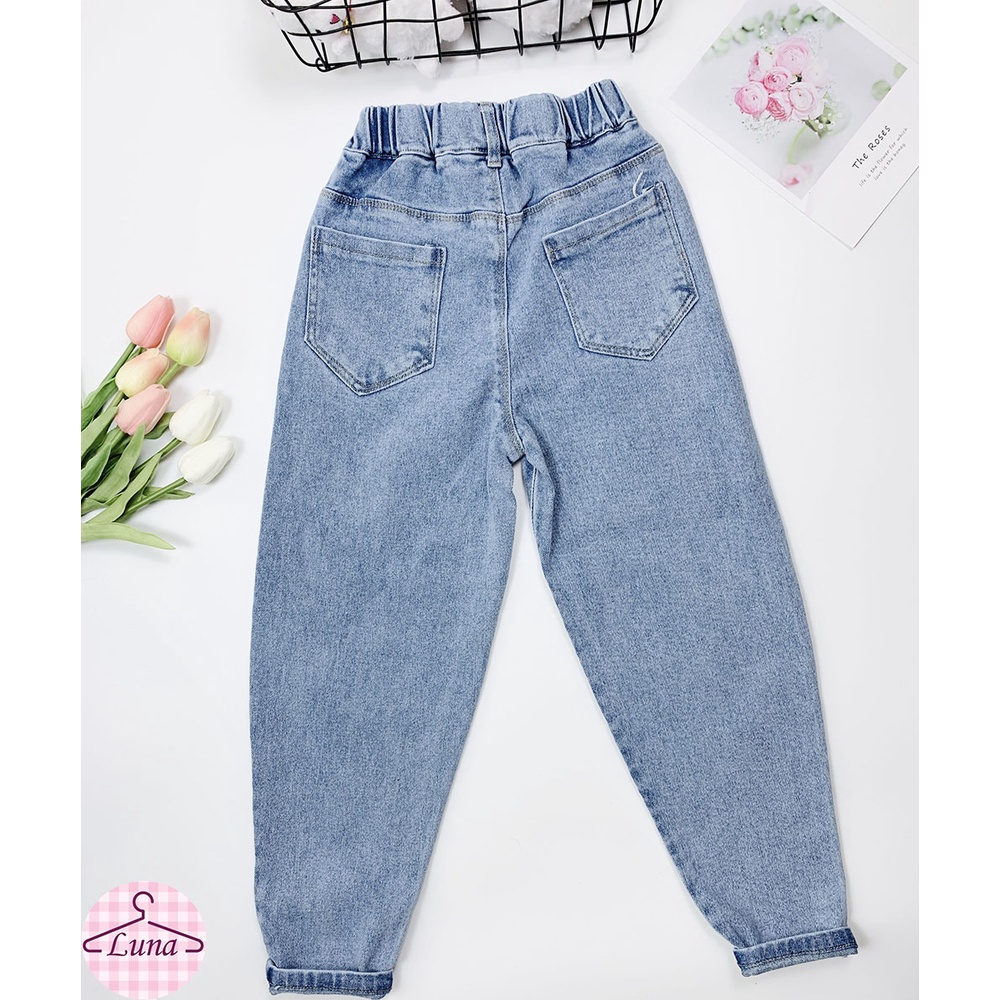 Quần bò jean baggy bé gái mềm, co giãn size 16 - 37kg M2210