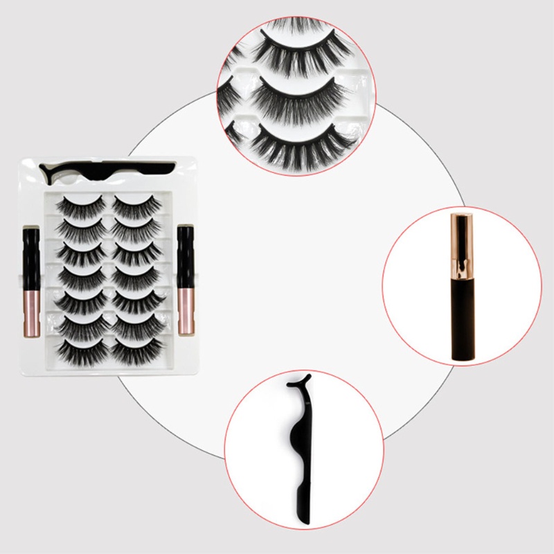 Set 7 Cặp Lông Mi Giả Kèm Bút Kẻ Mắt Từ Tính Lâu Trôi YOUYO