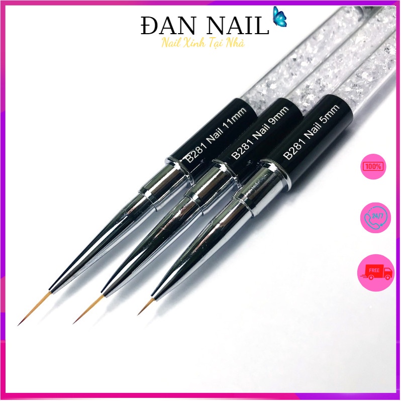 Cọ vẽ nét cán đá cao cấp B281 3 sizes (5mm; 9mm; 12mm) - Cọ vẽ nail chuyên dụng (lẻ chiếc)