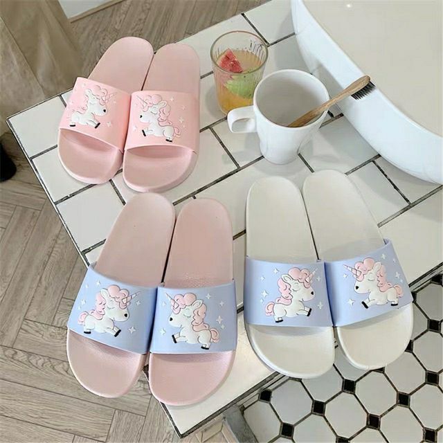 Dép kì lân có sừng quai ngang siêu cute - dép unicorn  cao su mềm mại, êm chân